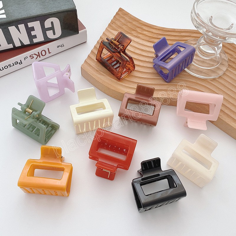 

Korea Square Hair Clip for Women Solid Color Plastic Hair Claw Small Size Clamps Crab Fashion Hair Accessories