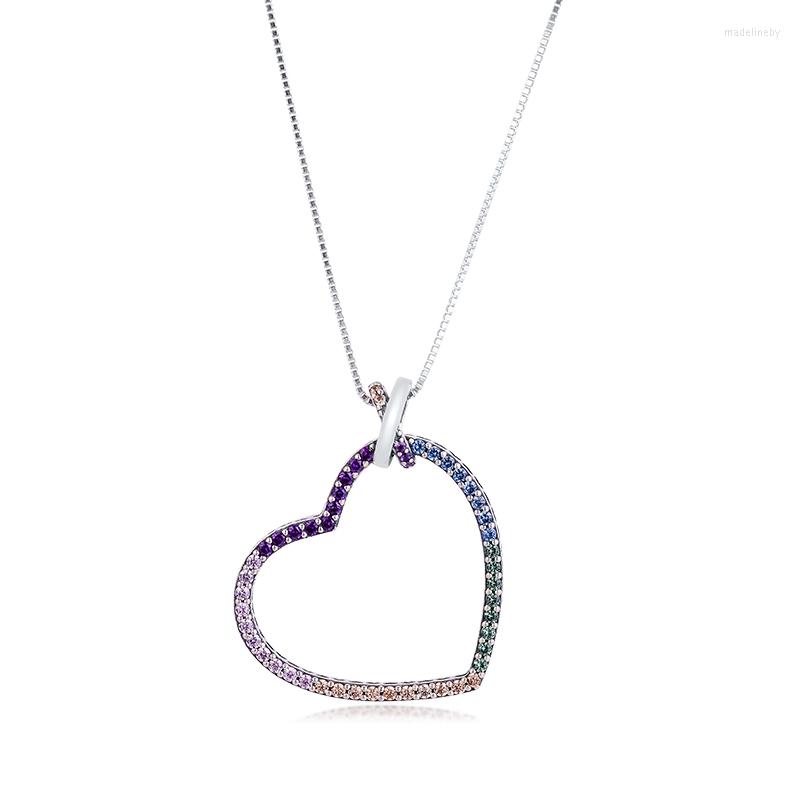 

Chains GPY Necklace Multi-Colored Heart Necklaces Sterling Silver 925 Jewelry Women Collare Mujer Naszyjnik Colar Joyas De Plata