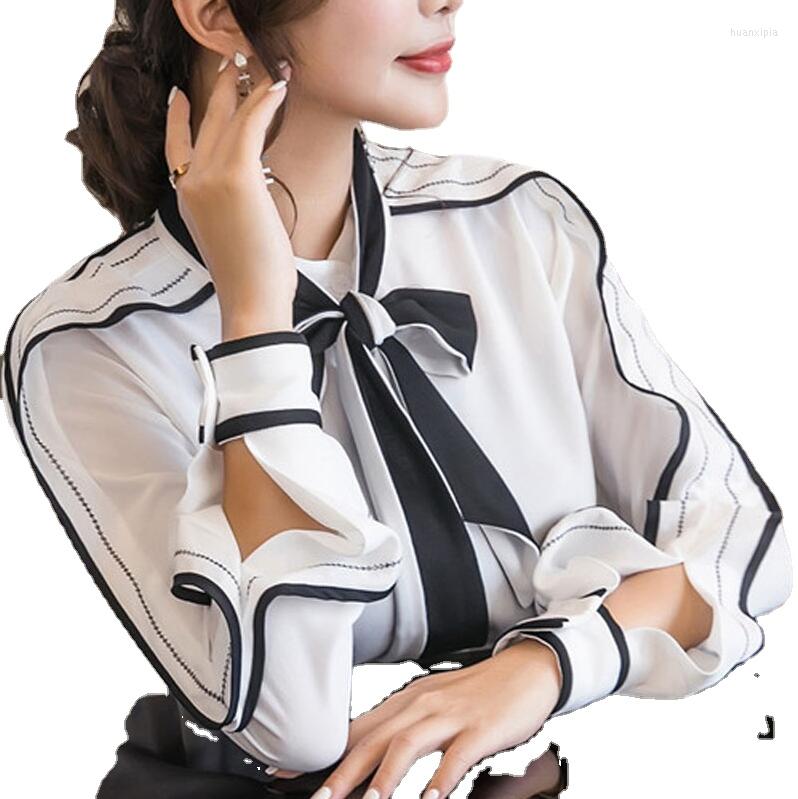 

Women's Blouses Missoov Blusas Fashion Brand Spring Autumn Women Female Chiffon Formal Shirts White Black Bow Tops Vetement Femme