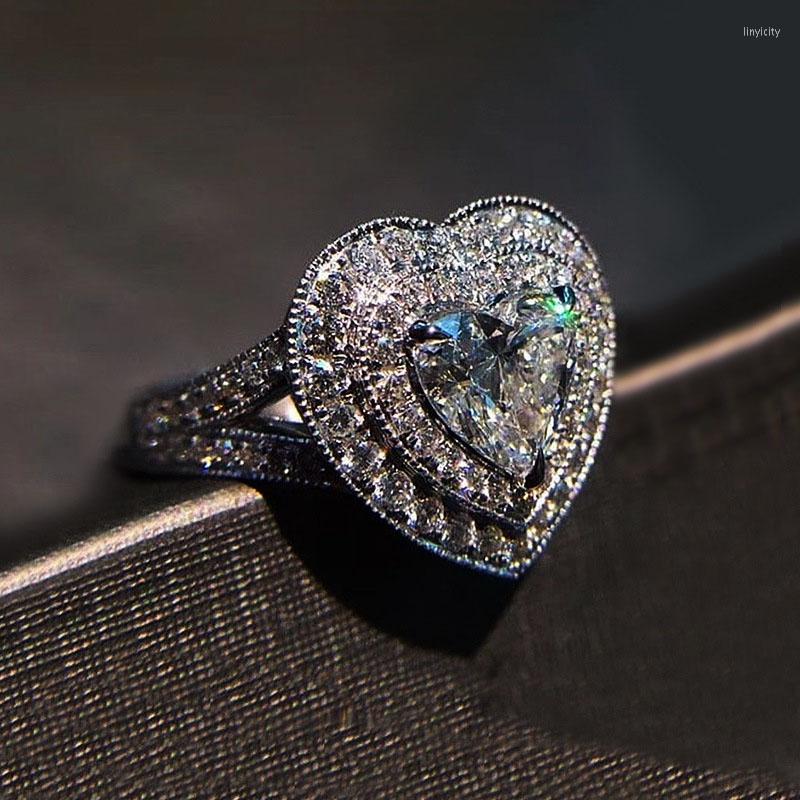 

Wedding Rings Modyle Female Fashion Elegant Cubic Zirconia Ring Silver Color Champagne Crystal Engagement For Women Jewelry