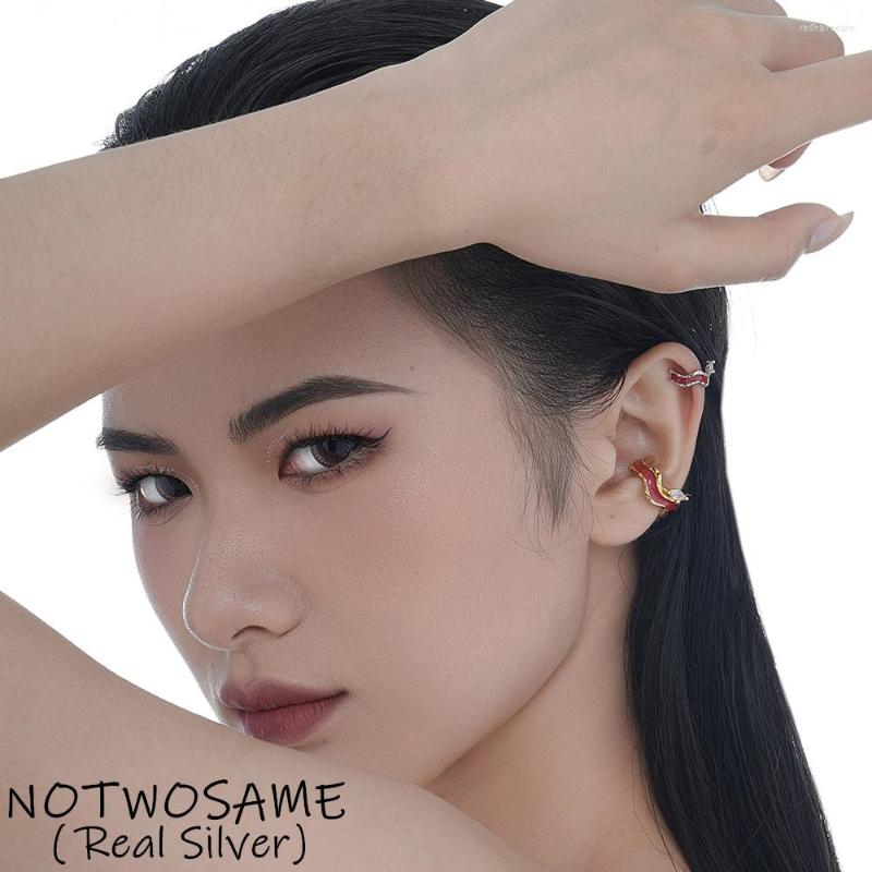 

Backs Earrings NOTWOSAME 1Piece Oil Dripping Wave Ear Clips For Women Sparkly Crystals Unpierced Real 925 Sterling Silver Brincos Gold