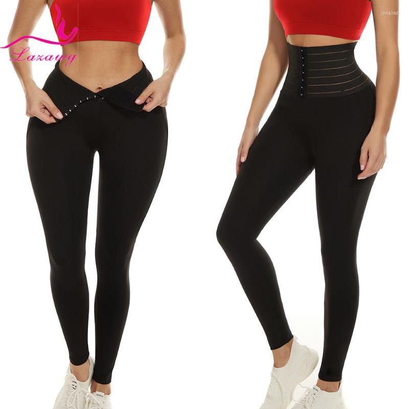 

Women' Shapers LAZAWG Women High Waisted Slimming Push Up Leggings Waist Trainer Sports Body Pants Tummy Control Hooks Seamless Shapewear, Yd3009-black