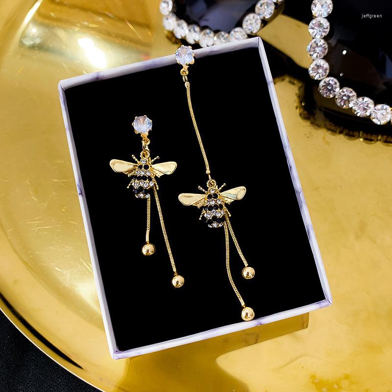 

Dangle Earrings 1pair Cute Asymmetric Diamonds Bee Long Insect For Women Girls
