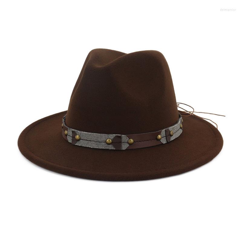 

Berets 2022 Brand Fedora Hat Men Women Quality Jazz Faux Leather Wool Patchwork For Felt HF81, Pink