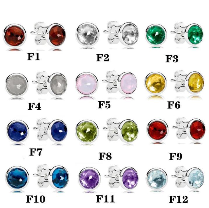 

Stud YDX 100925 Sterling Silver 12 Color Earrings Fit Charm Colorful Months For Women Wedding Party Jewelry4427666