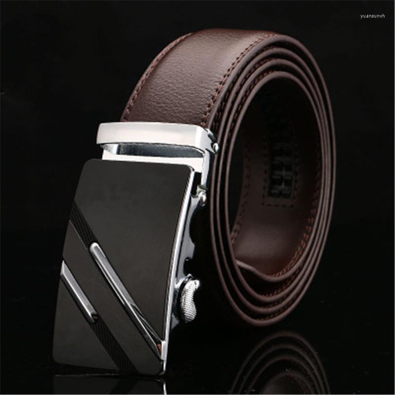 

Belts Men Belt Male Genuine Leather Strap For Automatic Buckle Brown Men's Cummerbunds Cinturon Hombre, Black