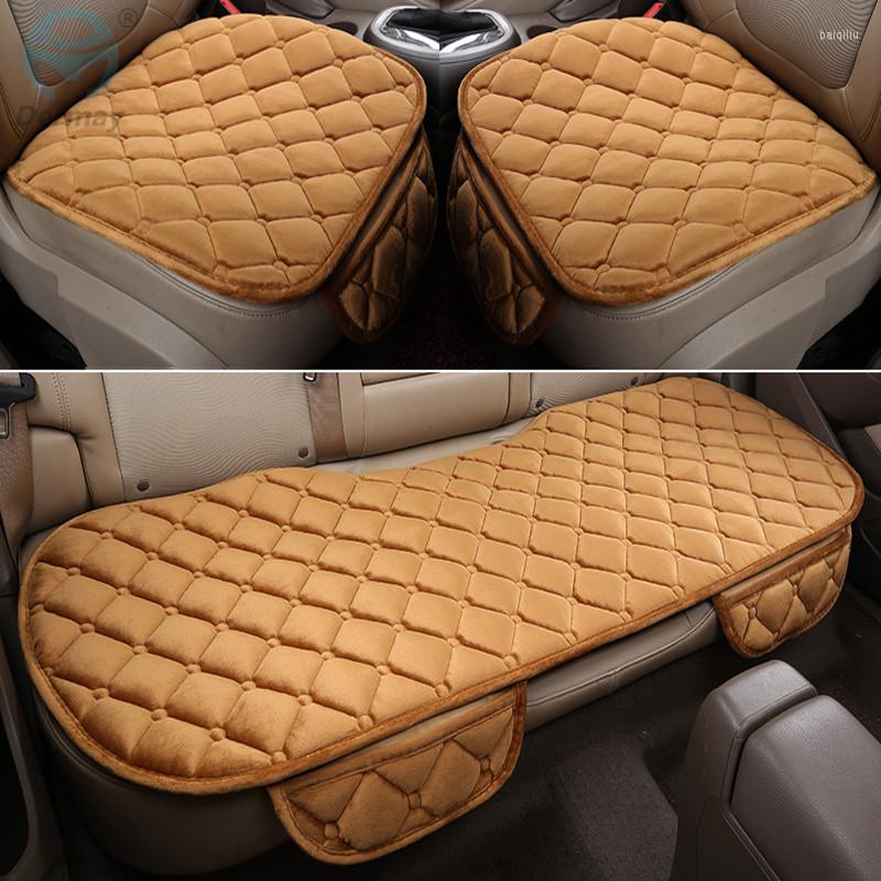 

Car Seat Covers DERMAY 3PCS Set Universal Velvet Winter Warm Mat Protector Pad Anti-Skid Cushion Car-styling Accessories
