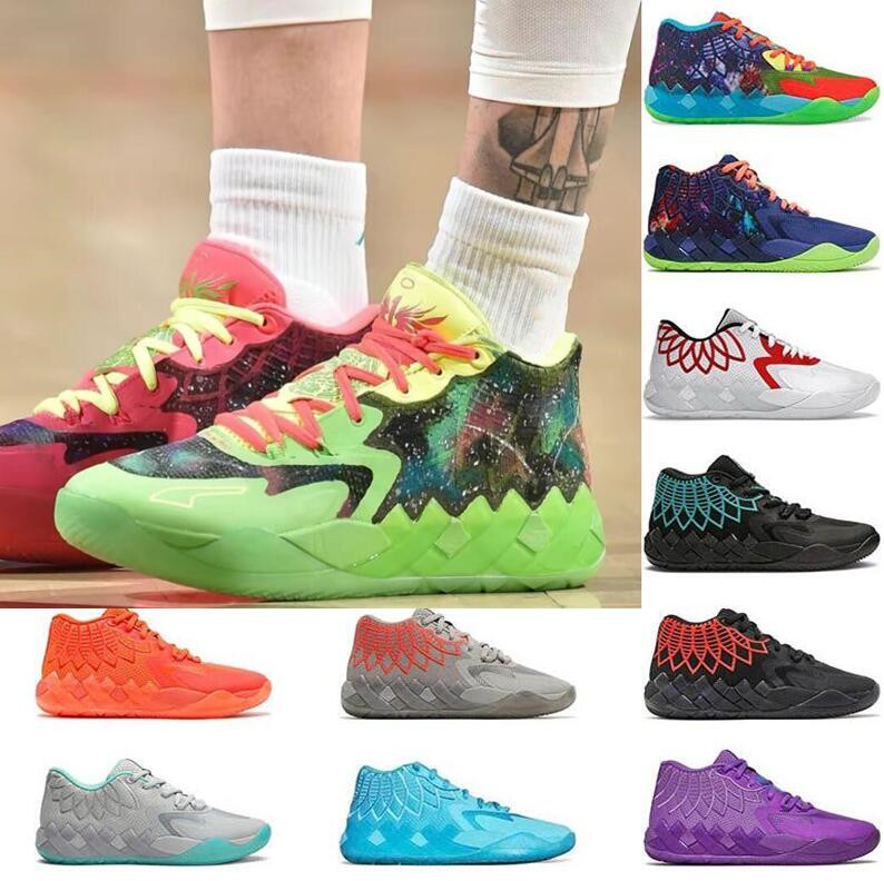 

2022 Mens Lamelo Ball MB 01 Basketball Shoes Rick And Morty Red Green Galaxy Purple Blue Grey Black Queen Buzz City Melo Galaxy Sneakers, Box