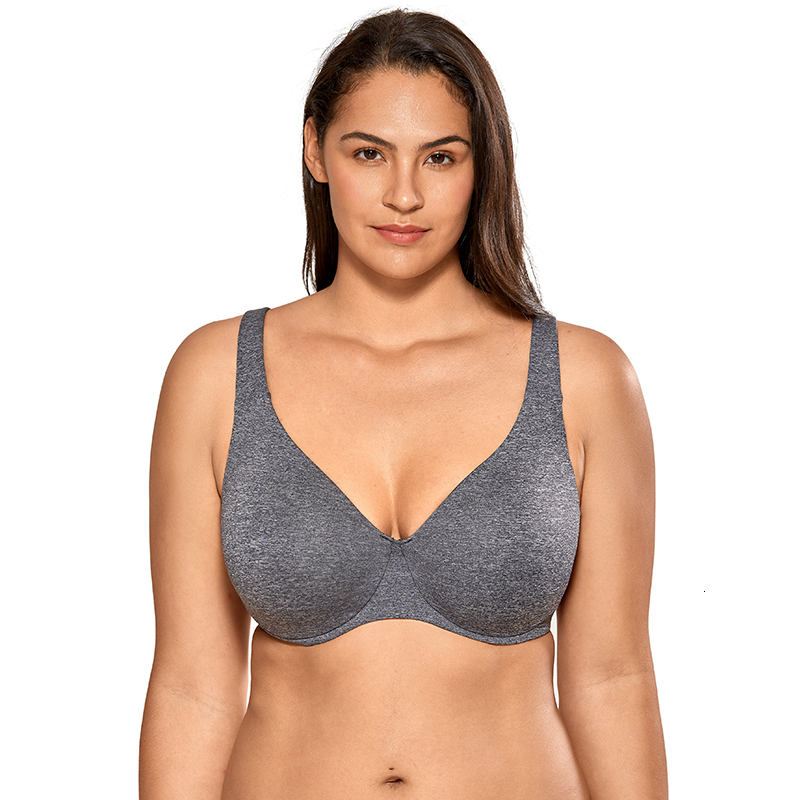 

Bra s Seamless Minimizer Bra Full Coverage Underwire Unlined Cup Plus Size Smooth Wide Straps Solid Lingerie D DD E F G 221119, Sapphire heather04