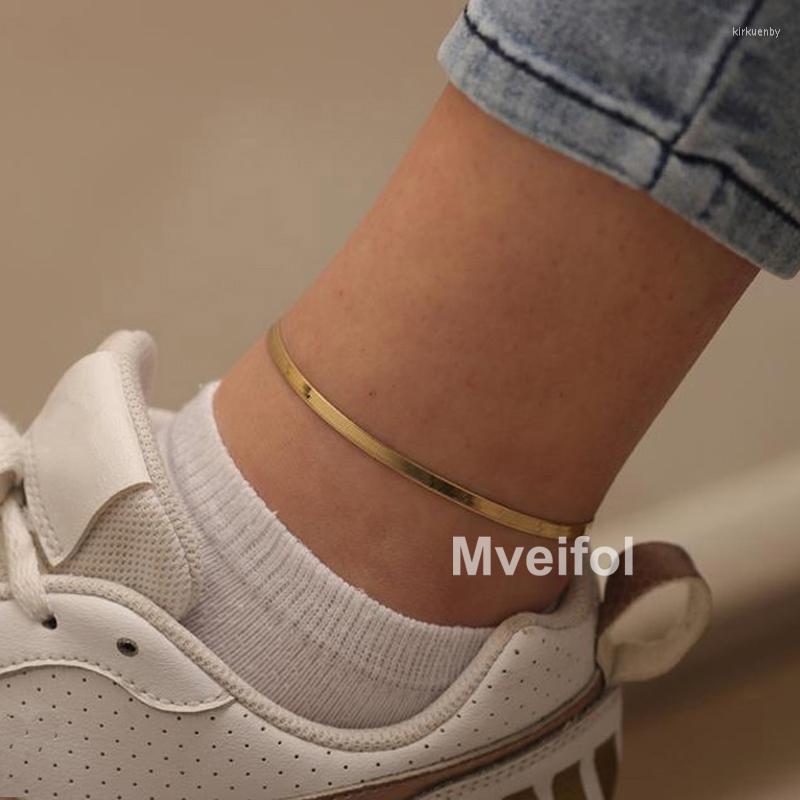 

Anklets Tarnish Free Stainless Steel Flat Snake Chain For Women Boho Summer Ocean Beach Foot Leg Ankle Bracelet Jewelry
