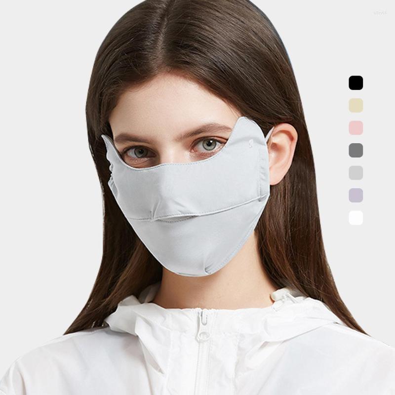 

Bandanas 1Pc Silk Sunscreen Mask Female Hair Summer Cycling Breathable Anti-ultraviolet Hanging Ear Type Eye Protection For Men