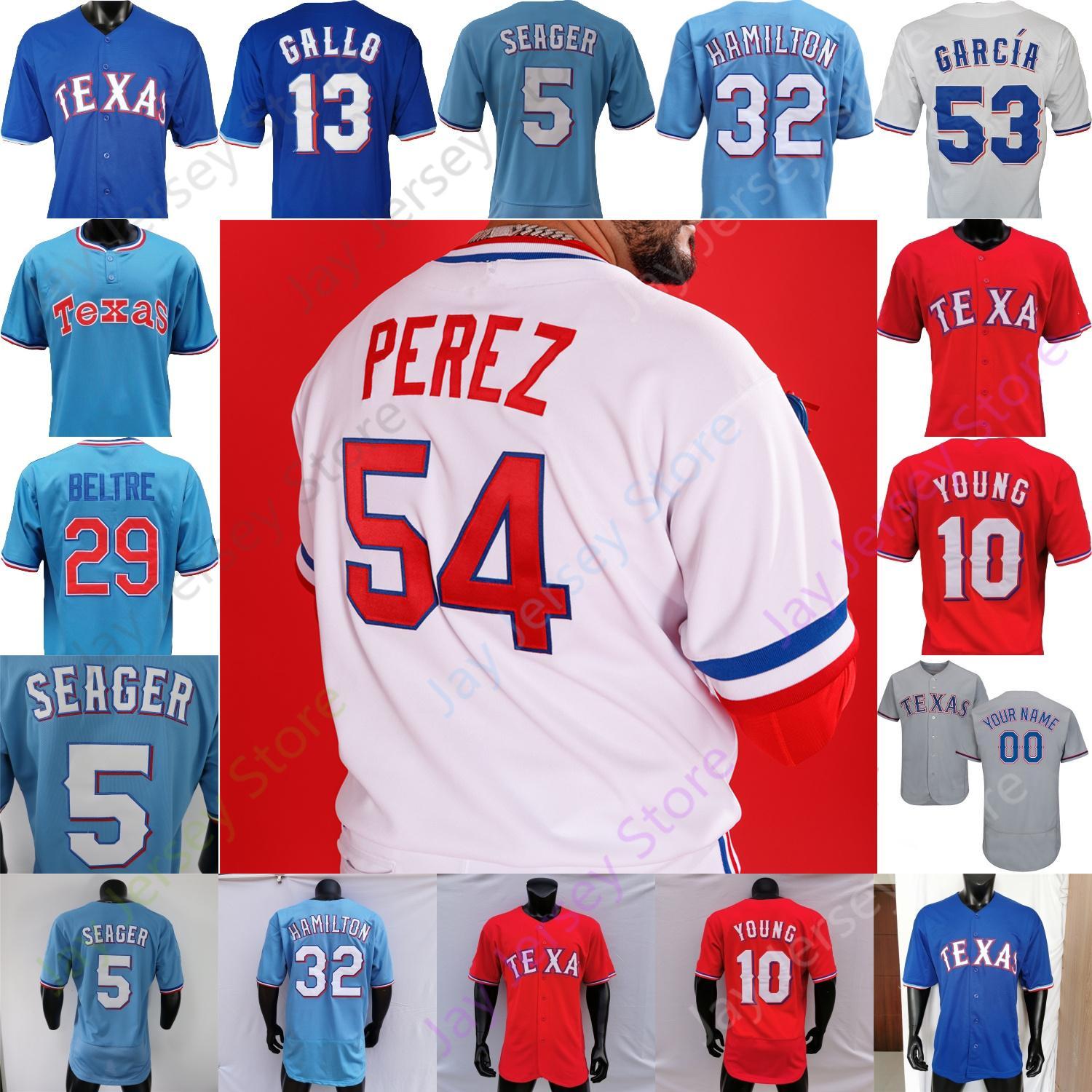 

1972 Corey Seager Jersey Elier Hernandez Josh Smith Adolis Garcia Kole Calhoun Marcus Semien Nolan Ryan MMartin Perez Jon Gray Hamilton Youn, Fan's versions blue