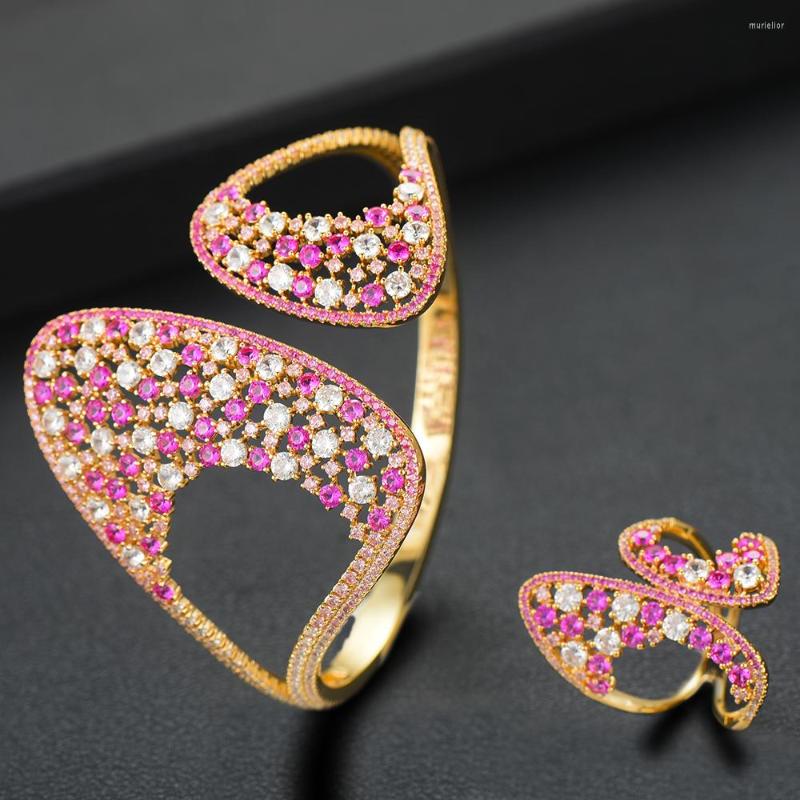 

Necklace Earrings Set SisCathy Luxury Geometry Open Bracelet Bangle/Resizable Ring Full Cubic Zirconia Wedding Engagement For Women, Picture shown
