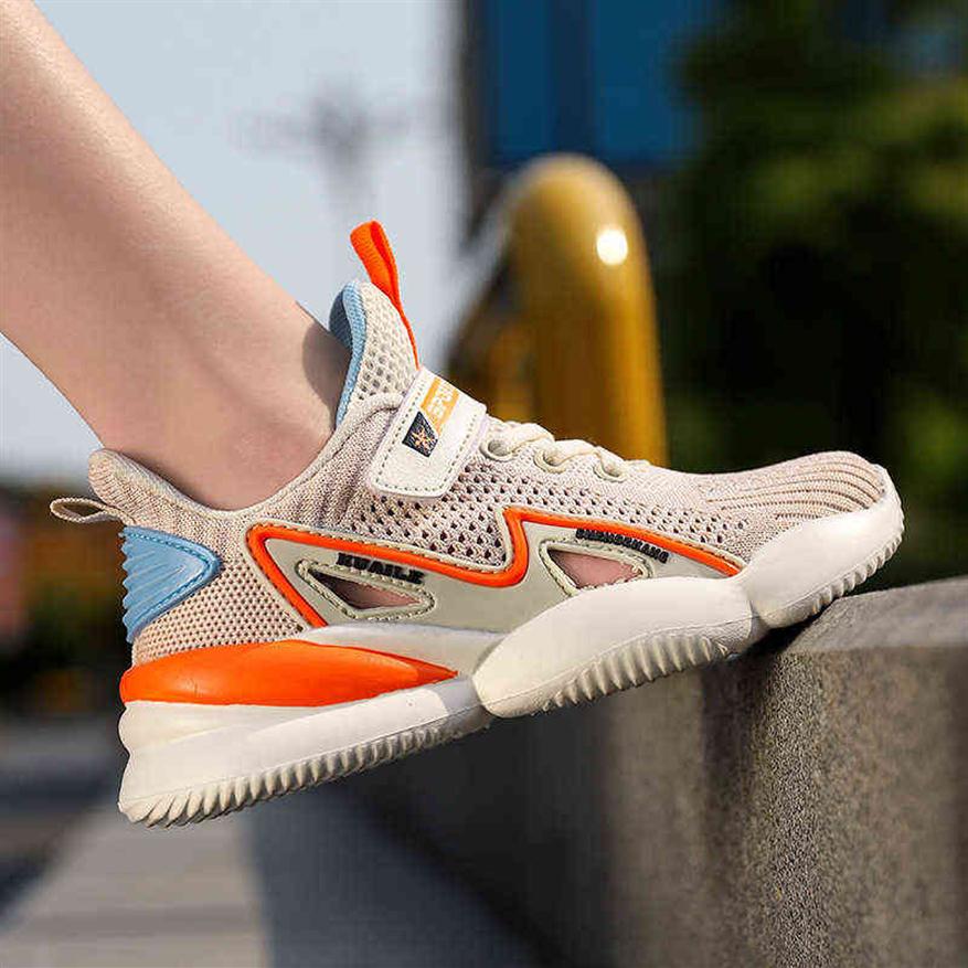 

New Mesh Boys Sneakers Breathable Flat Shoes Children Lightweight Sports Shoes Non-slip Running Footwear Zapatos De Ninos Casual G22022311J, Beige