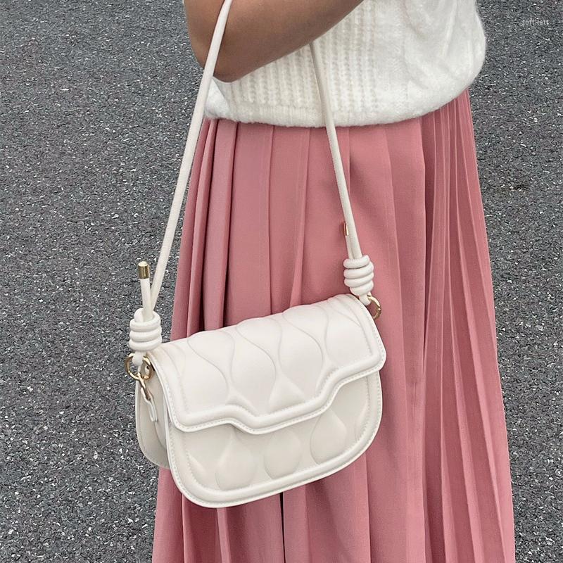 

Evening Bags Retro Design Women Saddle Shoulder Bag Solid Color Ladies Square Crossbody Fashion Female Purse Handbags Underarm, White