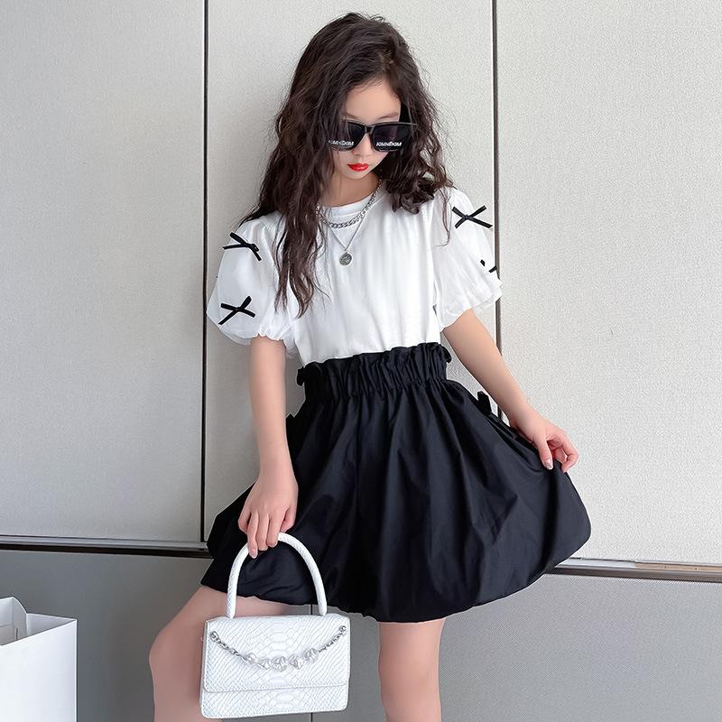 

Clothing Sets 2022 Teenager Girls Summer Clothes Korean Children White T Shirt Shorts Casual Costume Streetwear 5-14Year, 1pcs t shirt