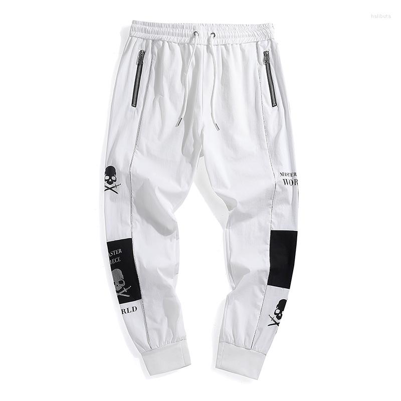 

Men's Pants 2022 Jogger Sports Trousers Men Hip Hop Streetwear Pocket Cargo Fashion Reflective Beam Foot, White