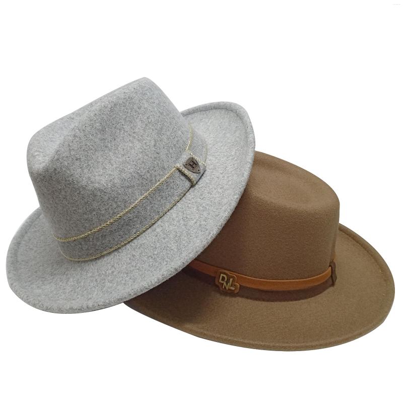 

Berets 2022Fedoras Female Hat For Women Felt Wide Brim Vintage Jazz Fedora Couple Cap Big Chains Fedoras Autumn, 02