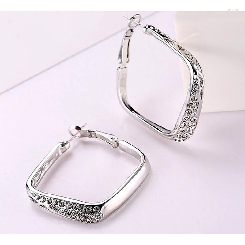 

Hoop Earrings Design Trend Simple Crystal Geometric Sqaure Charm For Women Wedding Earing Girls Jewelry Gifts
