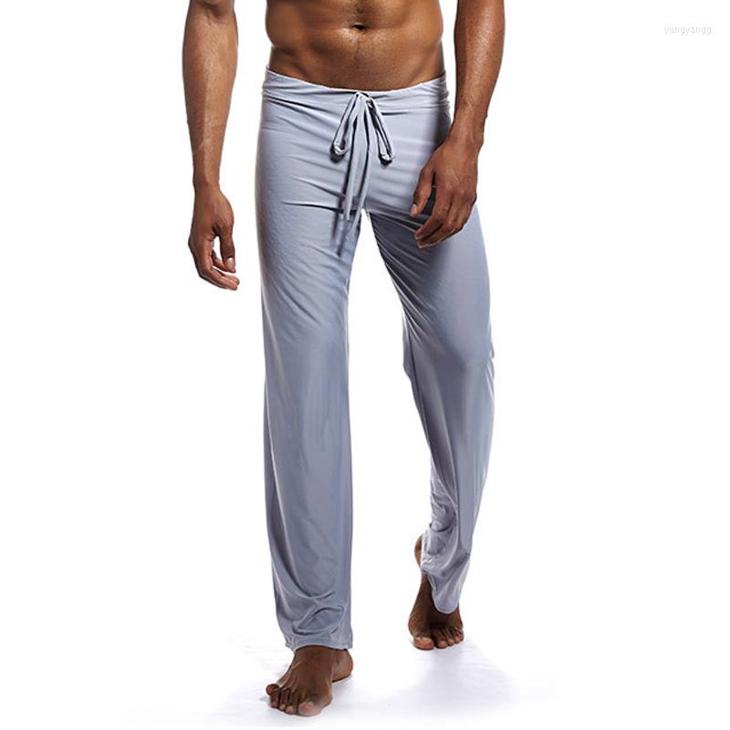 

Men' Sleepwear Loose Casual Men' Sleep Bottom Soft Thin Ice Silk Pajama Pants For Men Nightwear Four Seasons Black White M L XL 2XL