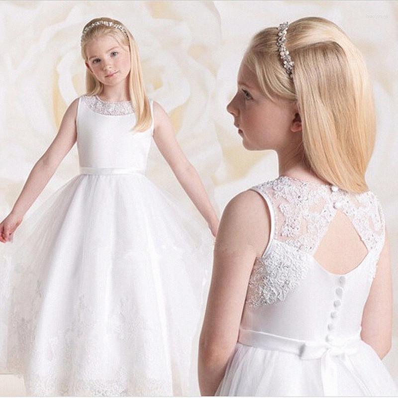 

Girl Dresses Flower Dress First Communion Floor Length Princess Elegant White Ivory Party Birthday, Black