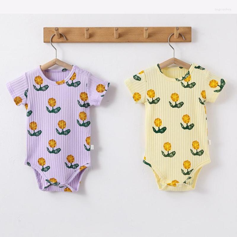 

Clothing Sets 2022 Summer Baby Boys Girls Floral Romper Pants Casual Groups Infant Bodysuit Children Clothes 0-3 Years, Pruple pants