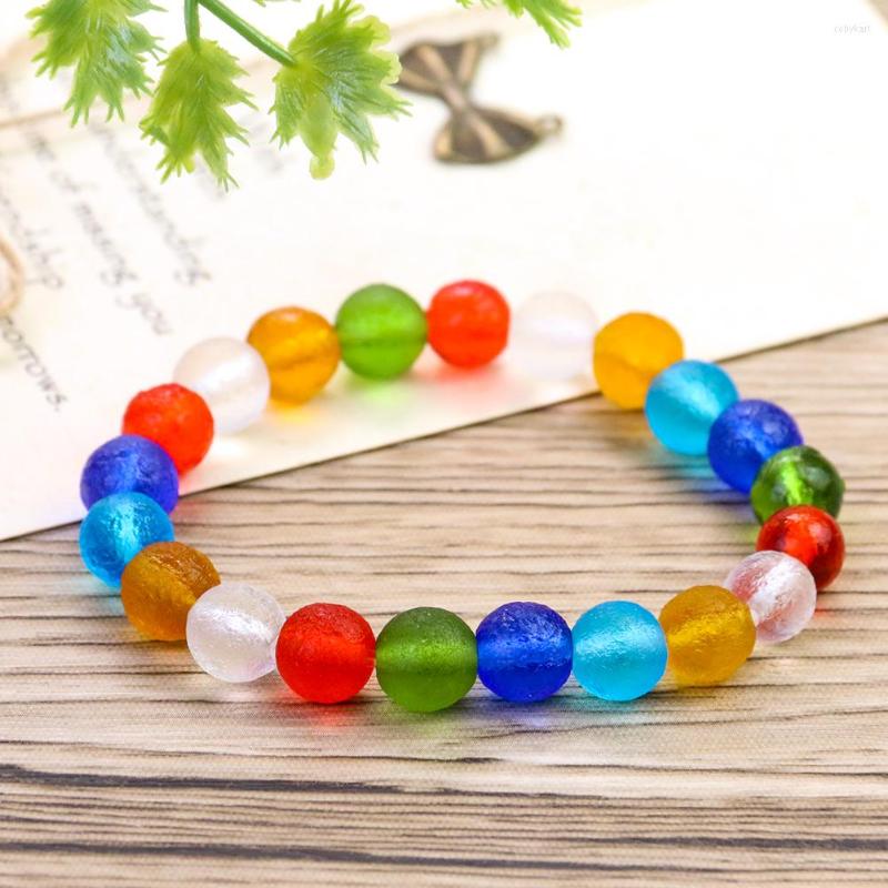 

Strand Rainbow Chakras Glass Meteorite Abrazine Moldavite Crystal Quartz Prayer Beads Bracelet Elastic Cord Charms Jewelry Bangle Gifts