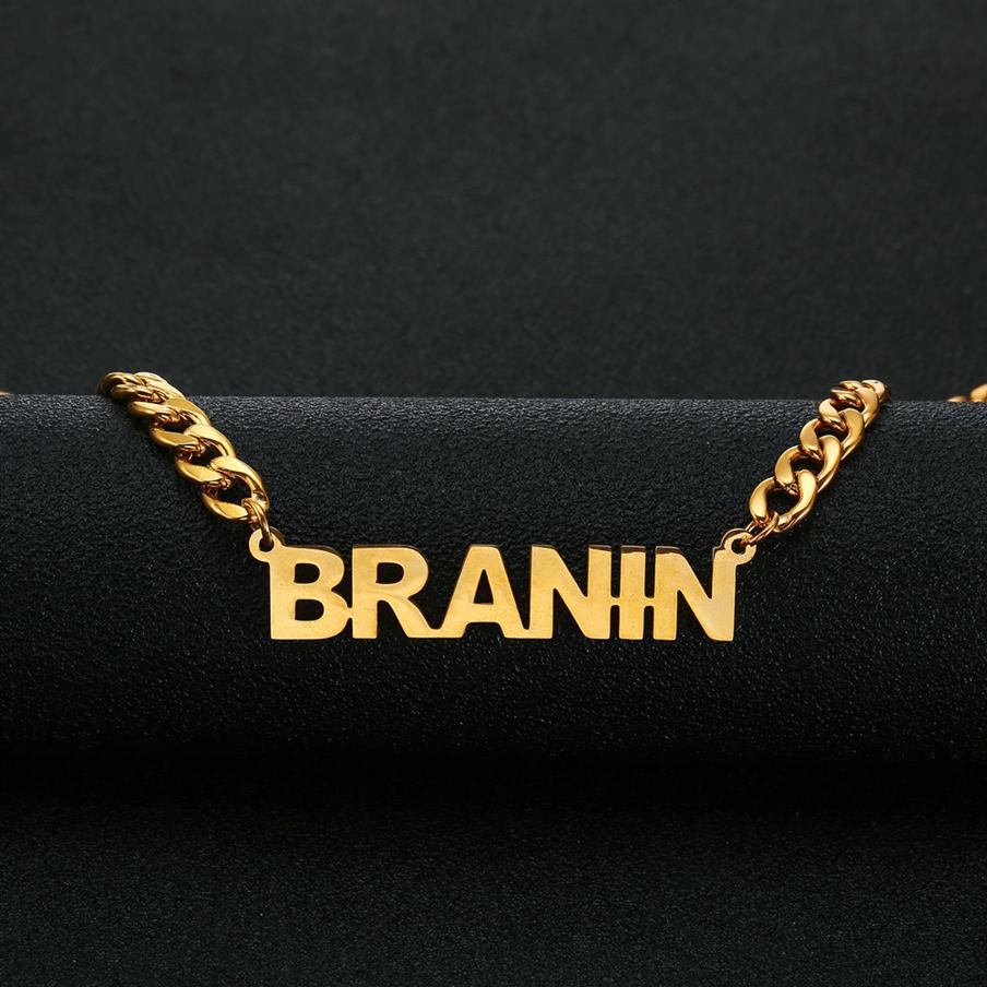 

Name Necklace Stainless Steel Choker Gold Color Personalized Nameplated Necklaces & Pendants Custom Jewelry Women Man Gift1966