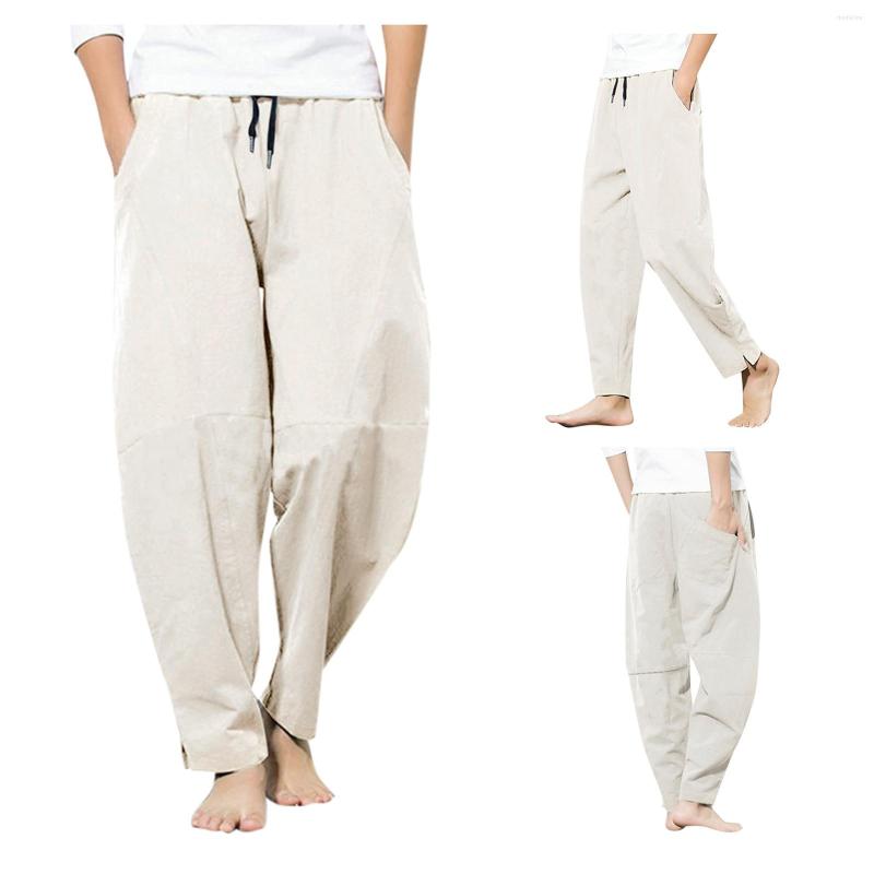 

Men's Pants Men's Streetwear Fashion Large Size Loose Cotton Linen Sweatpants Wide Leg Casual Trousers Jogging Oversize, Khaki
