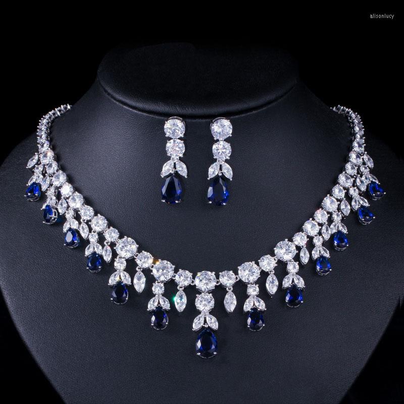 

Necklace Earrings Set Loredana Top Brand Exclusive Colorful Zircon Drop Ornate Jewelry Sparkles With Bridal Accessories, Picture shown