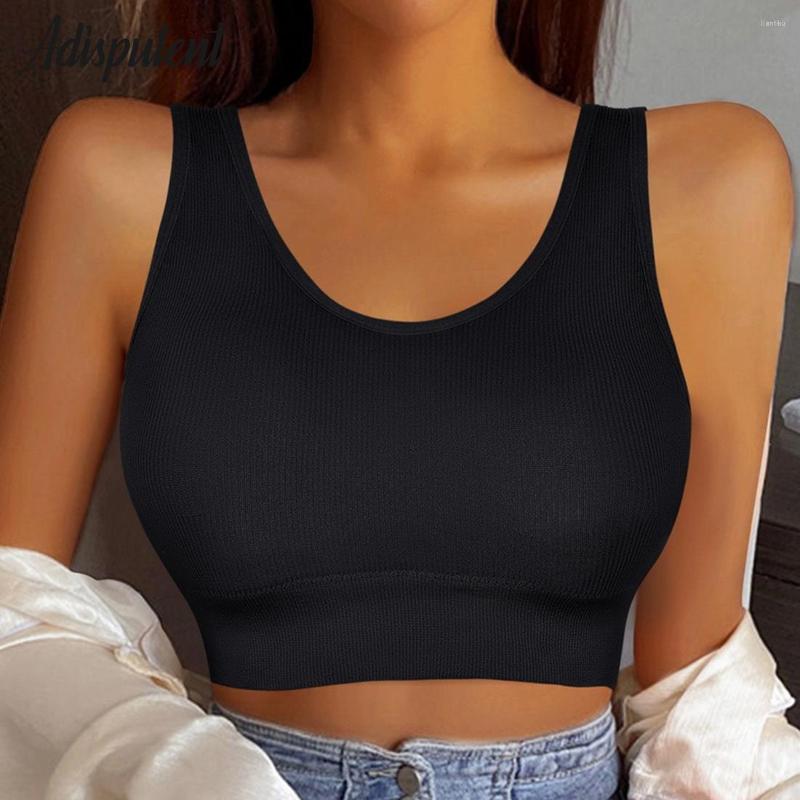 

Yoga Outfit Women Fashion Tank Tops Streetwear Push Up Crop Top For Female Solid Color Casual Sexy Lingerie Camisole Girl Beauty Back Bra, Yellow