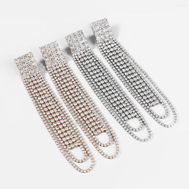 

Dangle Earrings Digadagu Fashion Metal Rhinestone Long Tassel Women's Exaggerated Party Accessories