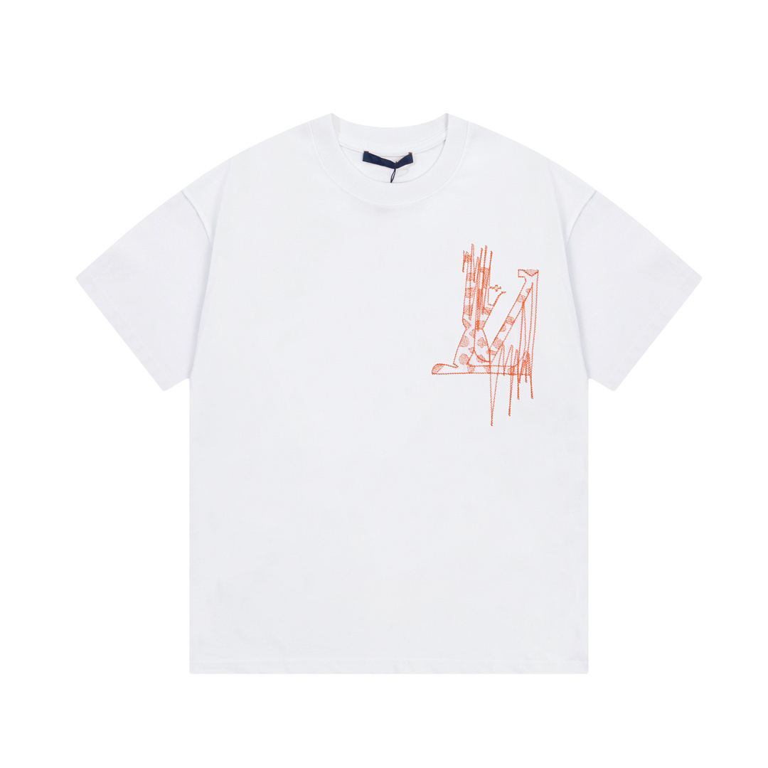 

2022 Men' Cotton Twill Fabric Designer Embroidery T-shirt Women' Alphabet Print Short Sleeve Summer Shirt Fitted Loose Size XS-L, Black