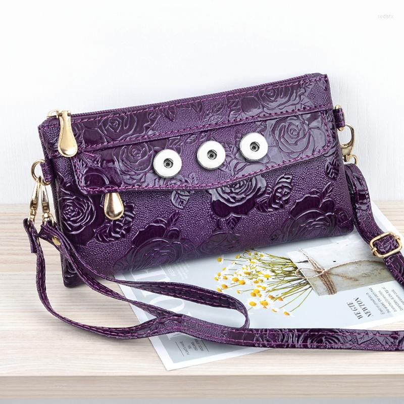 

Jewelry Pouches Rose Flower Good Quality PU Leather 18mm Snap Button Leaves-bag For Women MOM Girls QB2101