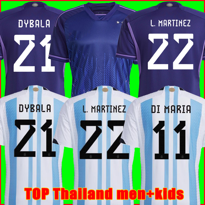 

2022 Argentina Soccer Jersey Fan Player Edition Di Bala Martinez Maradona De Paul Soccer Shirt 22 23 Men Women Kids Suit Uniform with Socks Di Maria MESSI, 22 23 away + patch