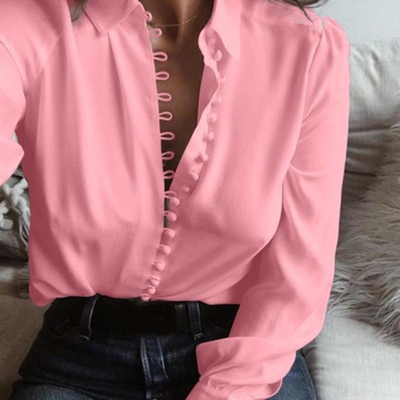 

Women' Blouses Donsignet Fashion Women' Blouse Spring Casual Lapel Single Breasted Pure Color Loose Long Sleeve Cotton, Gray