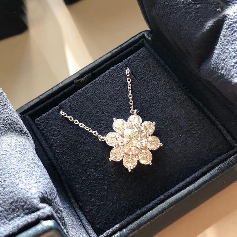 

Chains Brand Fashion Wedding Party Jewelry For Women 925 Sterling Silver Necklace Fine Flower