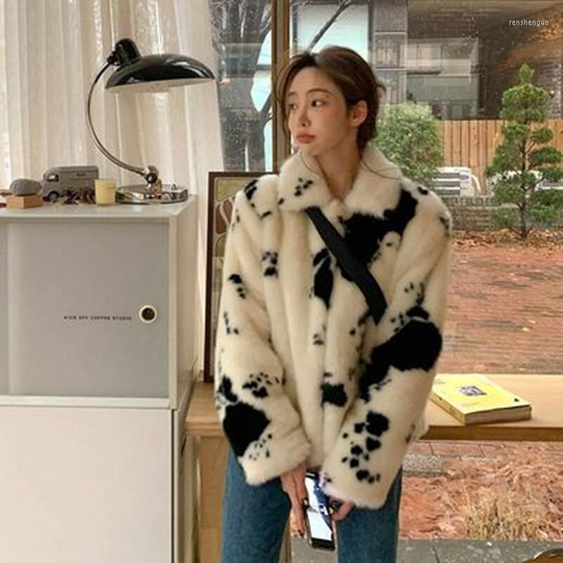 

Women' Fur Faux Milk Coats Ladies Winter Young Jacket Long-sleeved Turn-down Collar Elegant 6XL 7XL 8XL 9XL Jackets XF935, White