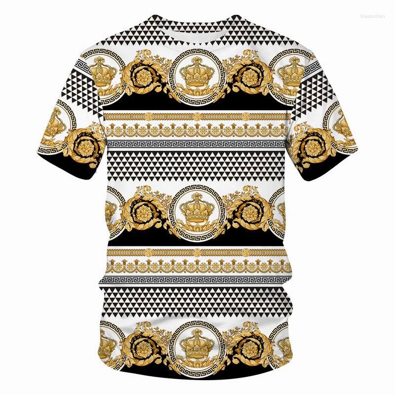 

Men's T Shirts Summer 3D Gold Flower Crown Print Hip Hop T-shirt For Men/Women 2022 Short Sleeve Luxury Baroque Brand Unisex Clothing, Cbt-2291