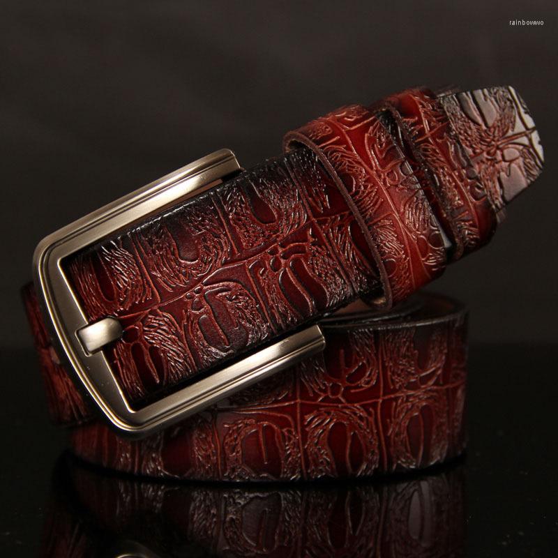

Belts Design Sense Retro Belt Men High Quality Male Genuine Leather Strap Luxury Crocodile Pin Buckle, Black