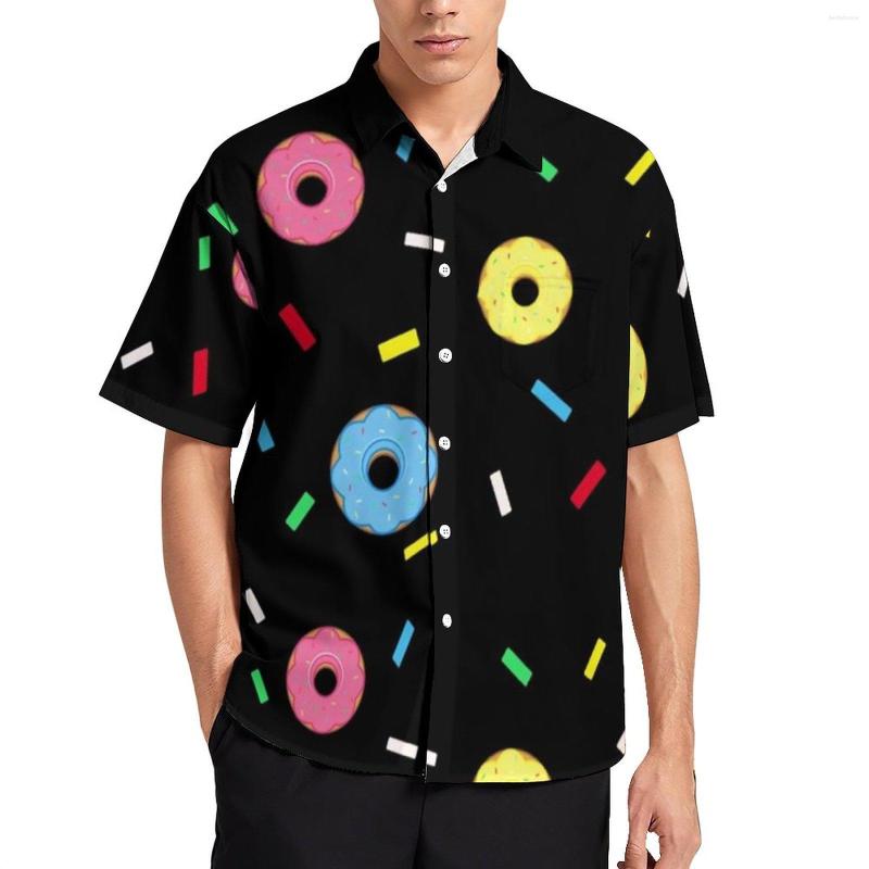 

Men's Casual Shirts Doughnut Pattern Summer Shirt Men Sweet Food Print Blouses Short Sleeves Aesthetic Oversized, Style-11