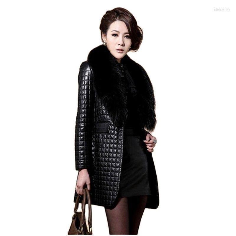 

Women' Fur Womens Loose Size XXL Casual Pu Black Overcoats Long Collar Leather Jackets Female Coats Faux Coat Tops