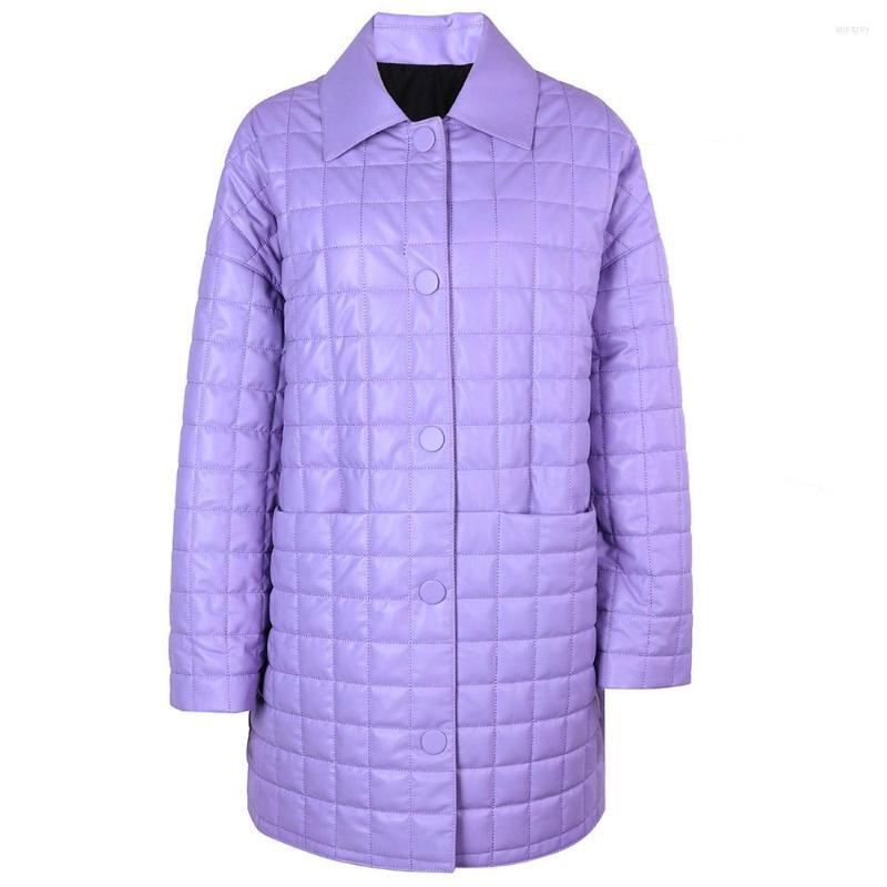 

Women' Leather YOLOAgain 2022 Design Ladies Purple Plaid Genuine Jacket Oversized Long Down Coat, Black