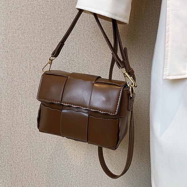 

Evening Bags 3143-Xcy Woven Bag Women's 2022 Autumn Patchwork Biscuit Pattern Small Square Shoulder Messenger, Frosted green