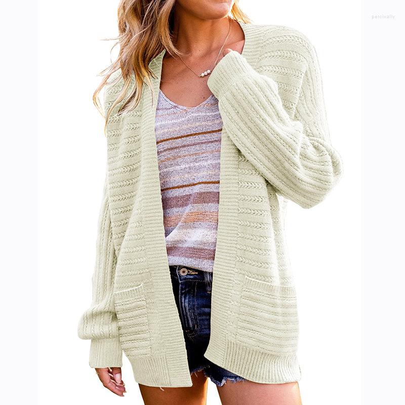 

Women' Knits Woman Sweater Cardigan Solid Color Hollow Out Pocket Knitting Fashion Lantern Sleeve 2022 Woman' Clothing Drop MMYZ2058, Randocolor