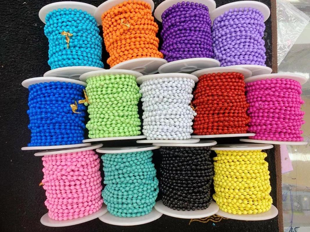 

Chains 5Meters Simple Fashion Colorful Enamel Dripping Oil Copper Bead Ball Roll Chain Necklace For Jewelry Making