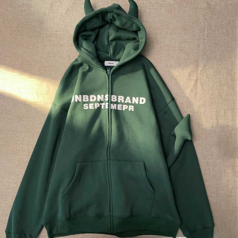 

Hoodies Mens Women Y2k Designer Hoodie Hip Hop Millennial Devil Streetwear Cardigan Thermal Sweater European Size, Black