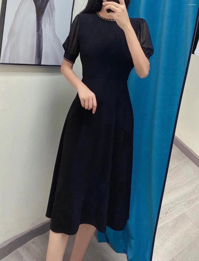 

Party Dresses High Quality Acetate Dress Women 2022 Summer Long Black Sleeve Stunning Maxi With Chain