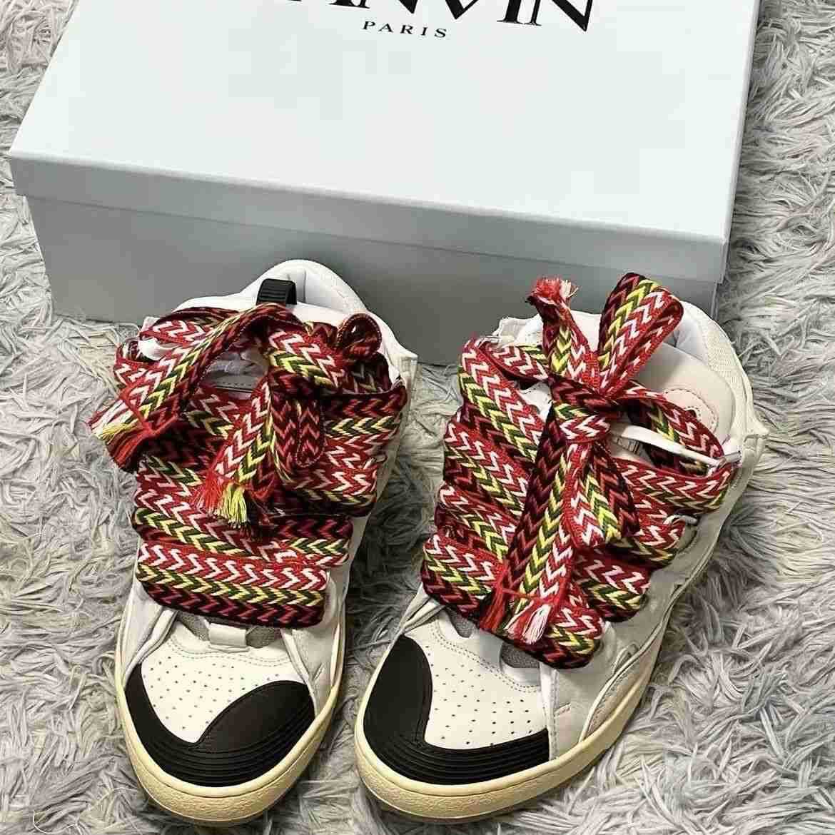 

Luxury Lanvins Dress Shoes Fashion Brand Designer Men Women Sneakers Bread Shoe Original Thick soled Casual Sneaker Spring Sport Trainer, Smudge