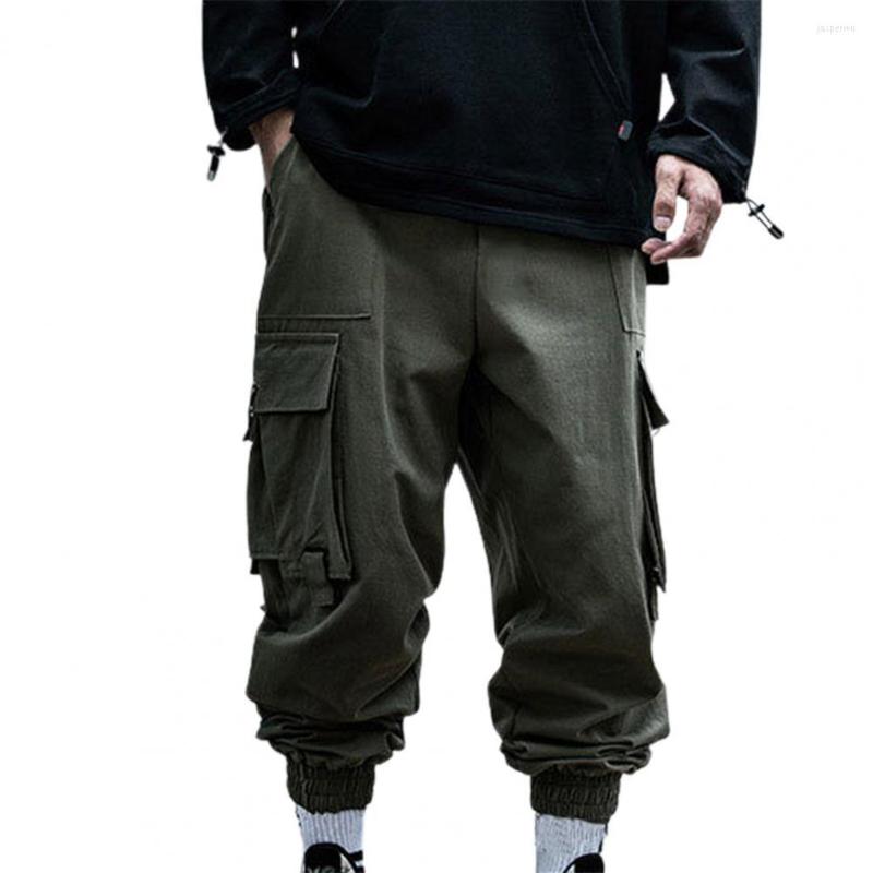 

Men's Pants Streetwear Fashion Men Cargo Solid Color Multi Pockets Ankle Banded Biker Spring Harem Pant For Autumn Casual Trousers, Army green